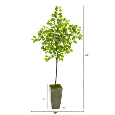 6-Foot Lemon Artificial Tree in Olive Green Planter