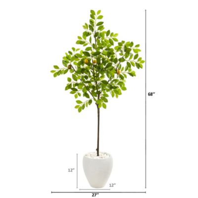 68-Inch Lemon Artificial Tree in White Planter