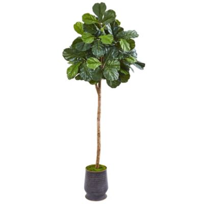 80-Inch Fiddle Leaf Fig Artificial tree in Ribbed Metal Planter