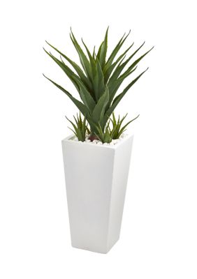 Nearly Natural Spiky Agave Plant in Planter, Green