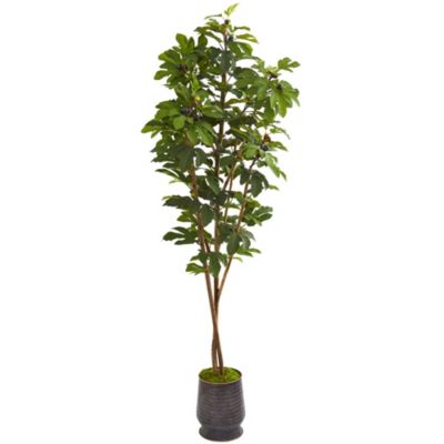 88-Inch Fig Artificial Tree in Ribbed Metal Planter