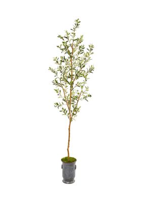 Nearly Natural 7.5-Foot Olive Artificial Tree in Decorative Planter, Green