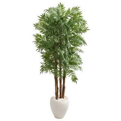 Nearly Natural 6-Foot Parlour Artificial Palm Tree in White Planter