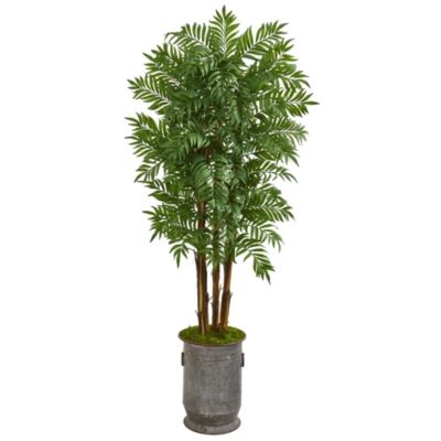 76-Inch Parlour Artificial Palm Tree in Copper Trimmed Metal Planter