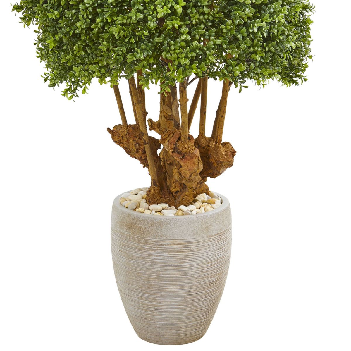41-Inch Boxwood Artificial Topiary Tree in Sandstone Planter (Indoor/Outdoor)