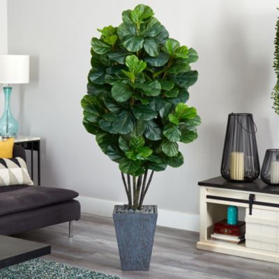 6-Foot Fiddle Leaf Fig Artificial Tree in Slate Planter