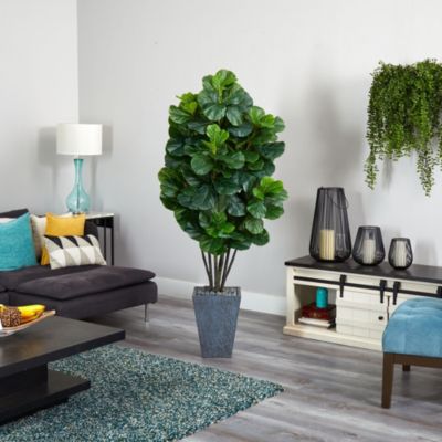 6-Foot Fiddle Leaf Fig Artificial Tree in Slate Planter