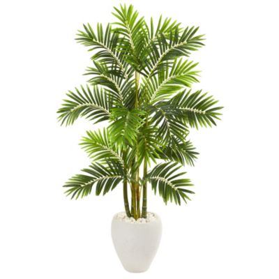 63-Inch Areca Palm Artificial Tree in White Planter