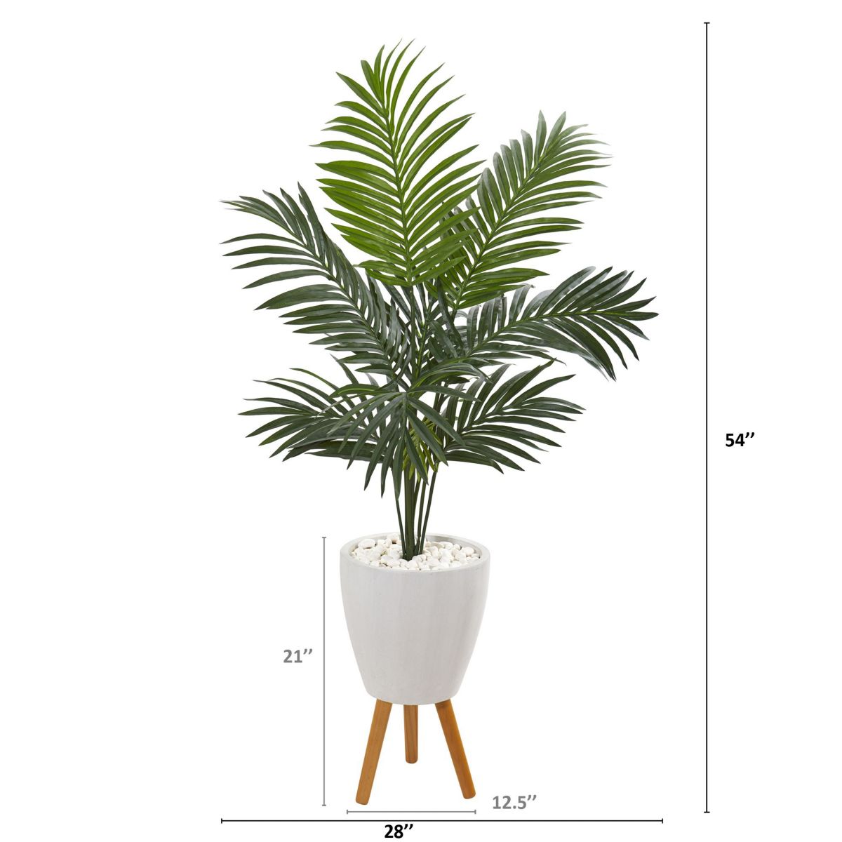 4.5-Foot Kentia Artificial Palm Tree in White Planter with Legs
