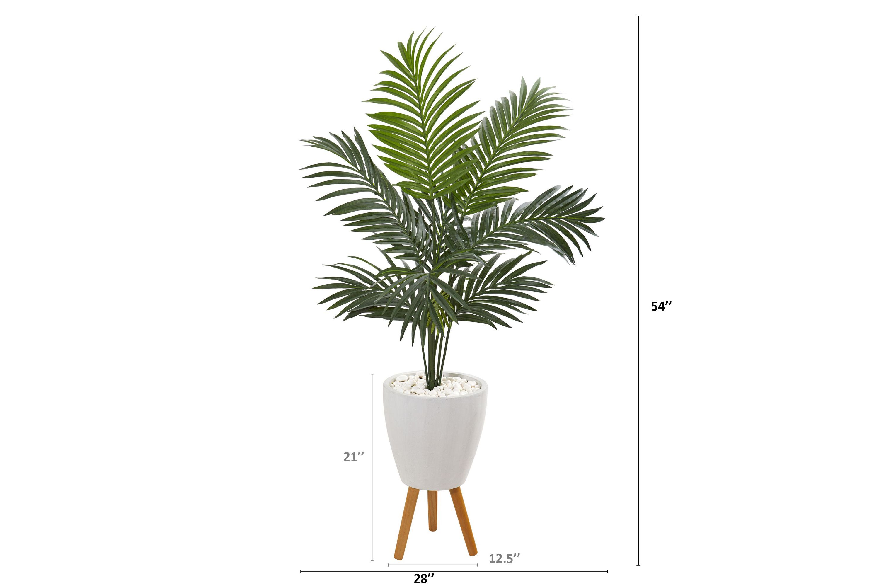 4.5-Foot Kentia Artificial Palm Tree in White Planter with Legs