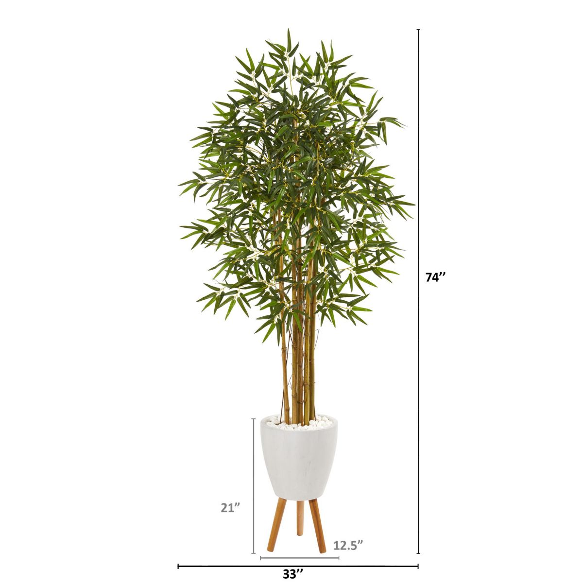 74-Inch Multi Bambusa Bamboo Artificial Tree in White Planter with Stand