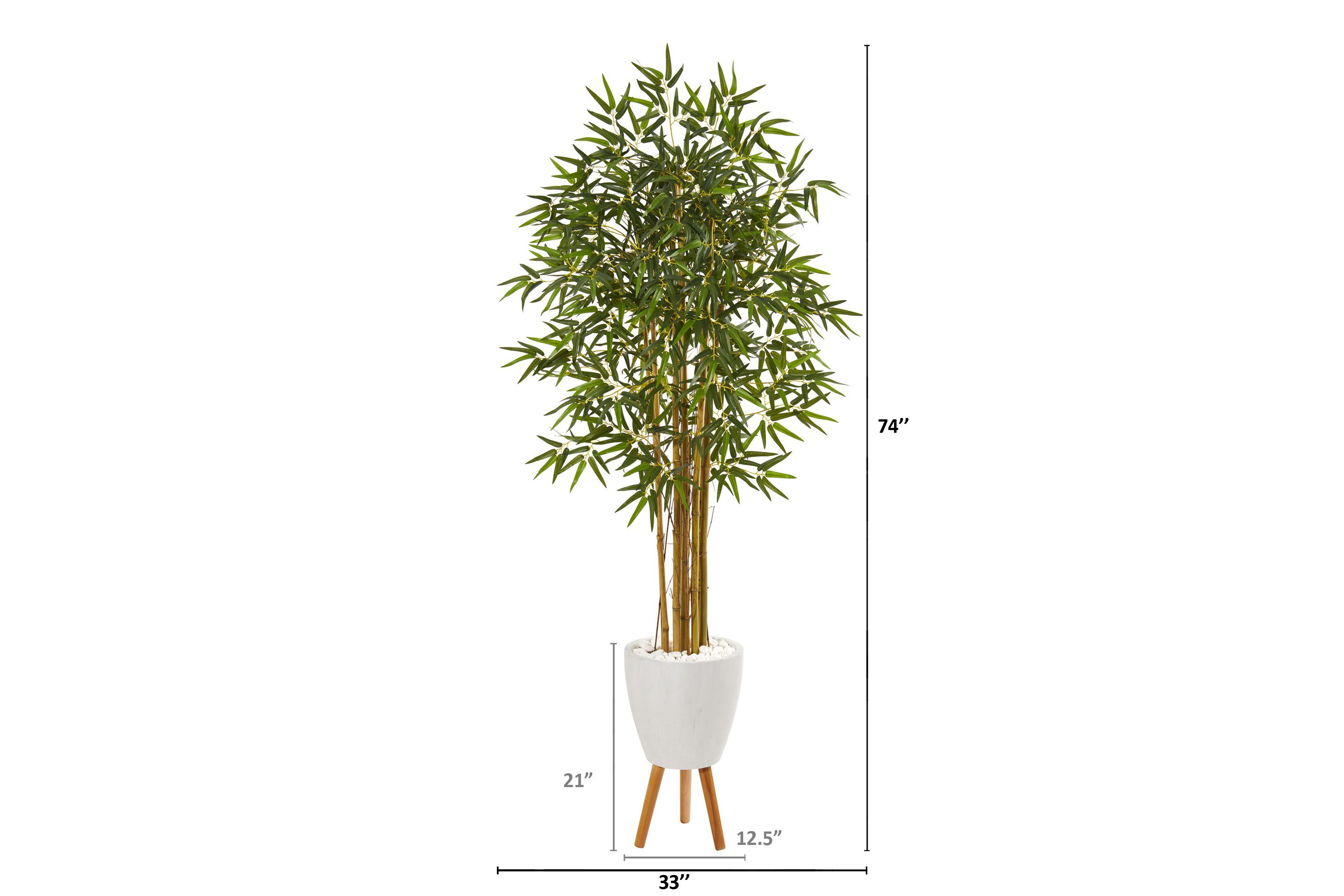 74-Inch Multi Bambusa Bamboo Artificial Tree in White Planter with Stand