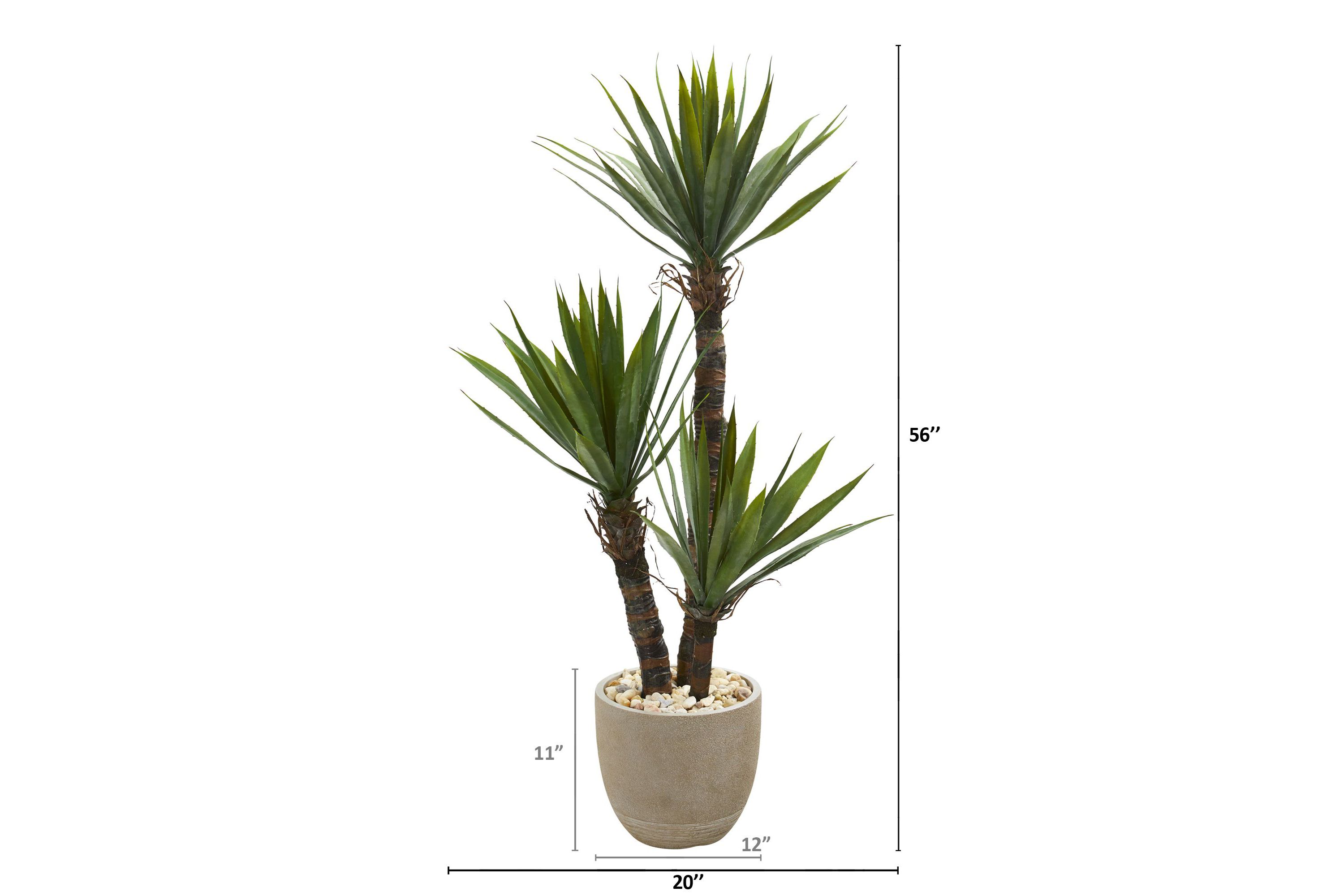 56-Inch Yucca Artificial Tree in Sandstone Planter