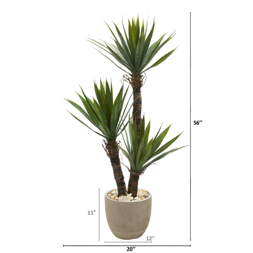 56-Inch Yucca Artificial Tree in Sandstone Planter