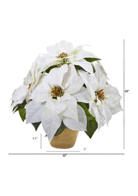 Poinsettia Artificial Arrangement in Ceramic Vase