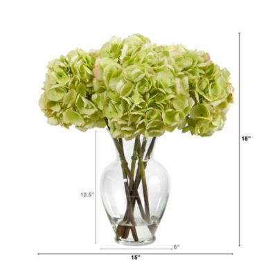 18-Inch Hydrangea Artificial Arrangement in Glass Vase