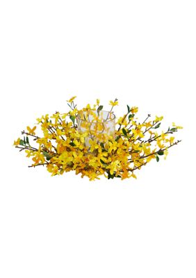 16-Inch Artificial Forsythia Candelabrum