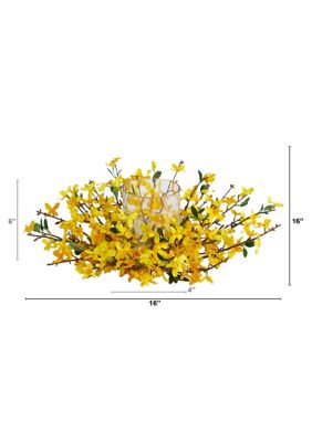 16-Inch Artificial Forsythia Candelabrum