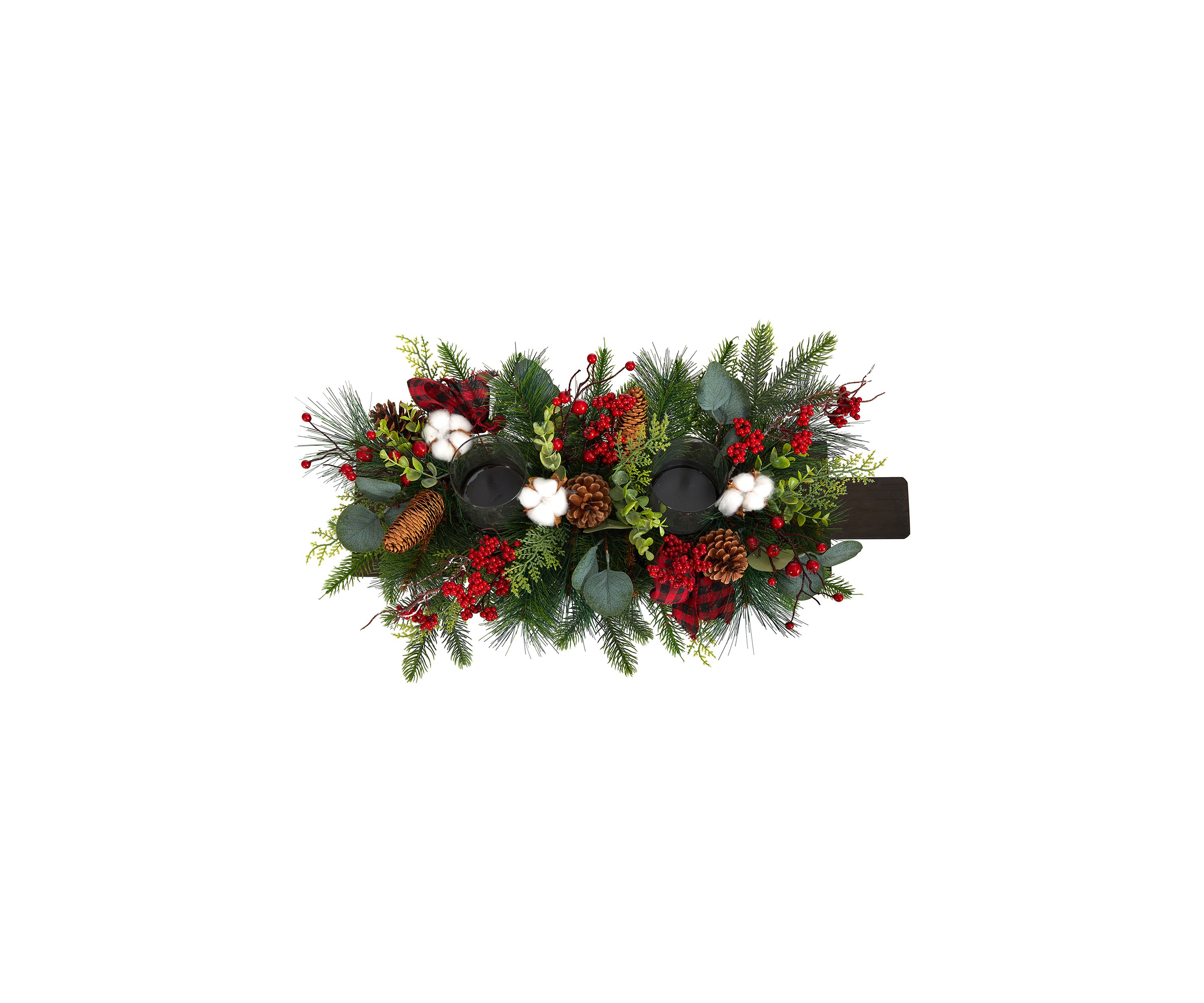 24 Inch Holiday Berries, Pinecones, and Eucalyptus Christmas Artificial Arrangement Cutting Board Wall Décor or Table Arrangement