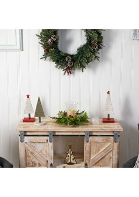 8 Inch Cedar and Berries Artificial Christmas Arrangement Candelabrum
