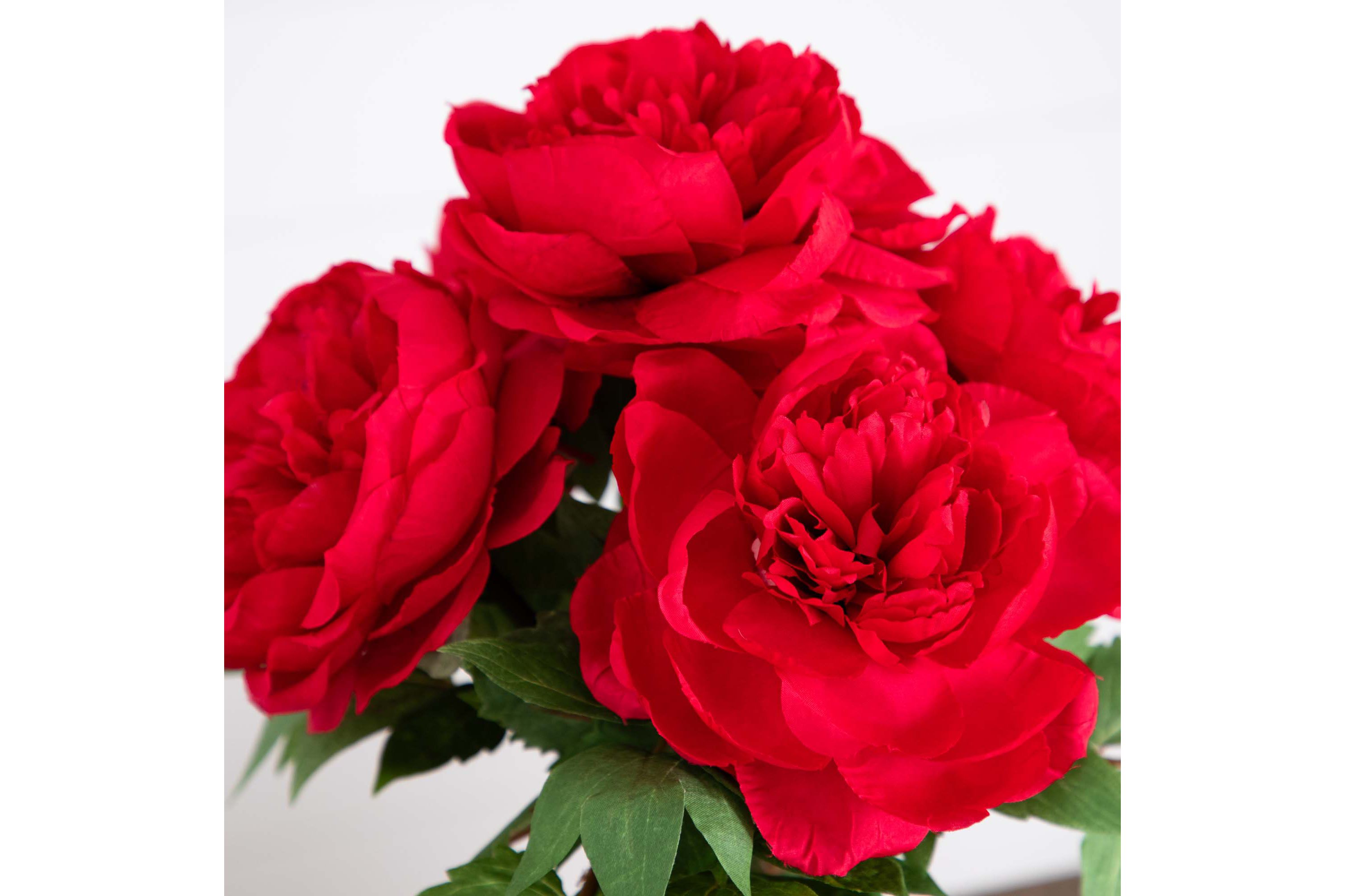 16in. Artificial Peony Arrangement in Glass Vase