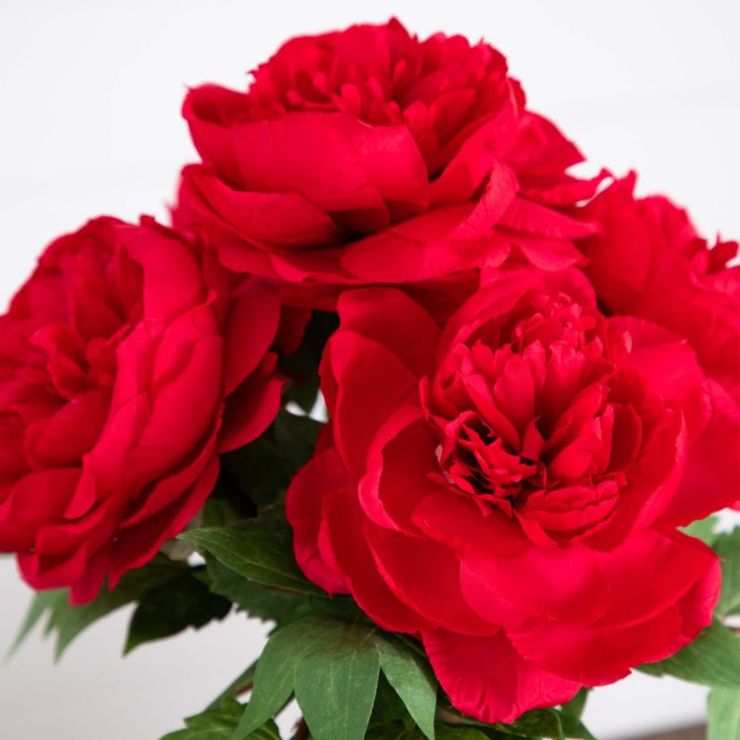 16in. Artificial Peony Arrangement in Glass Vase