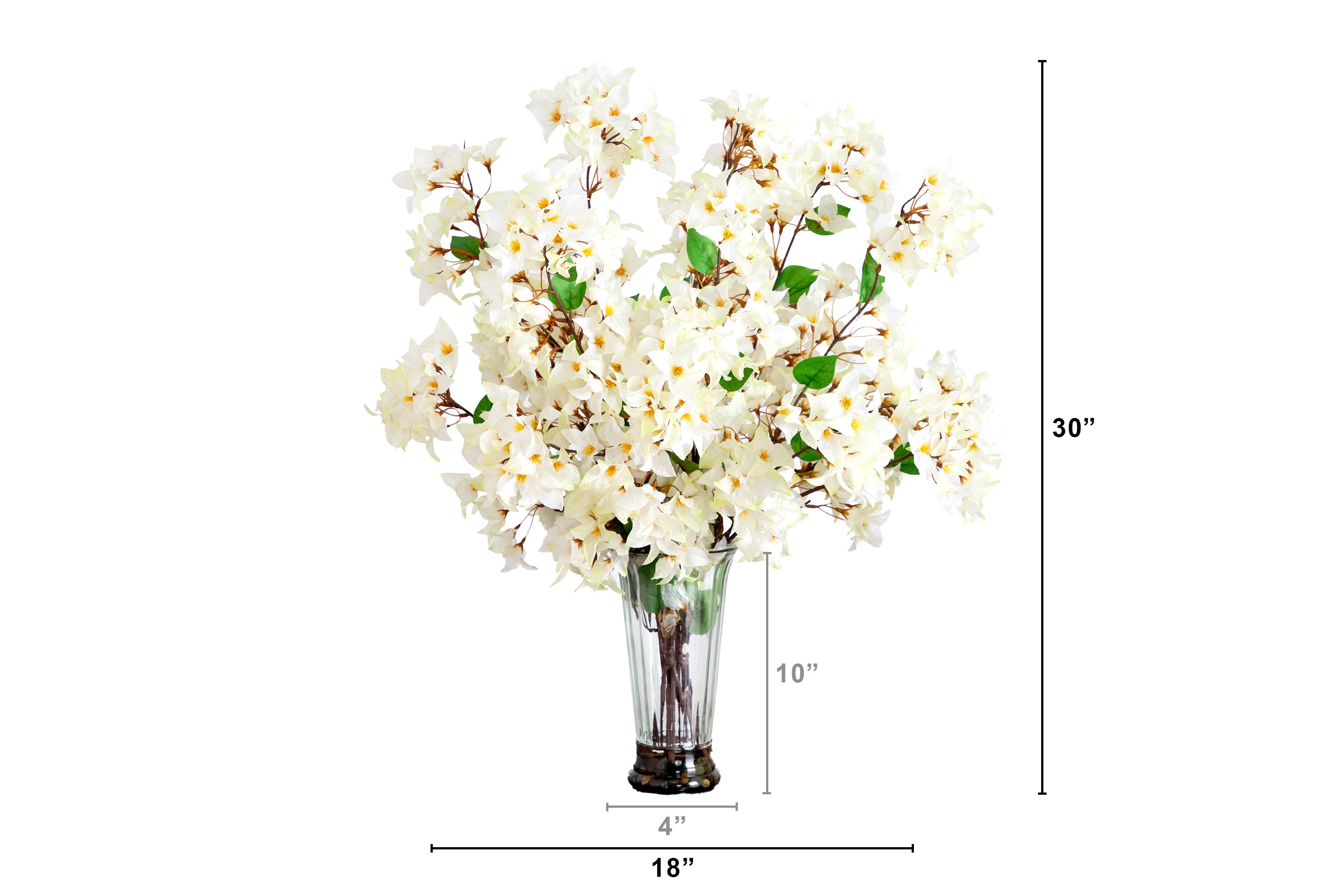 30in. Artificial Bougainvillea Arrangement in Glass Vase