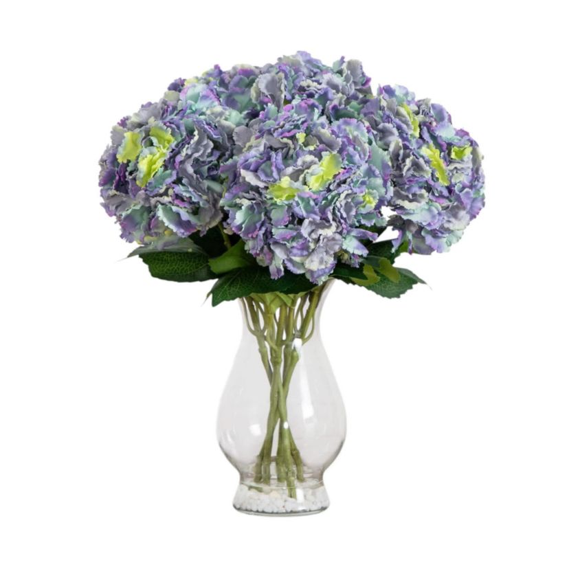 20-Inch  Artificial Hydrangea Arrangement in Glass Vase