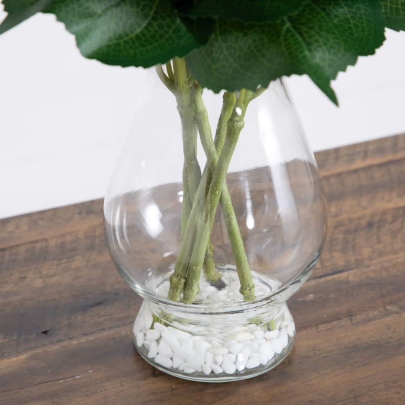 20-Inch  Artificial Hydrangea Arrangement in Glass Vase