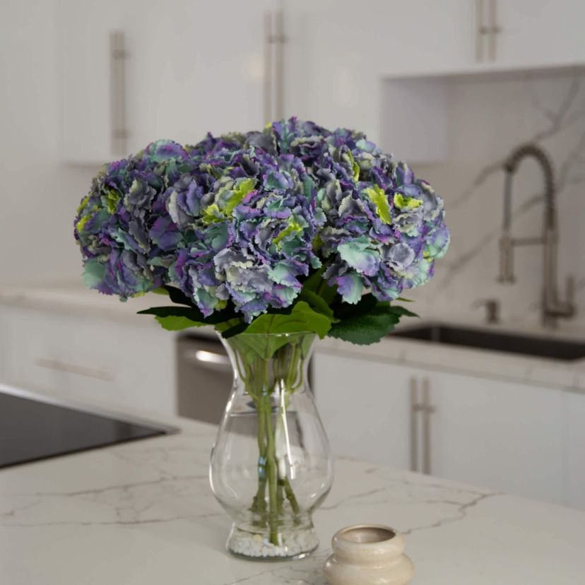 20-Inch  Artificial Hydrangea Arrangement in Glass Vase