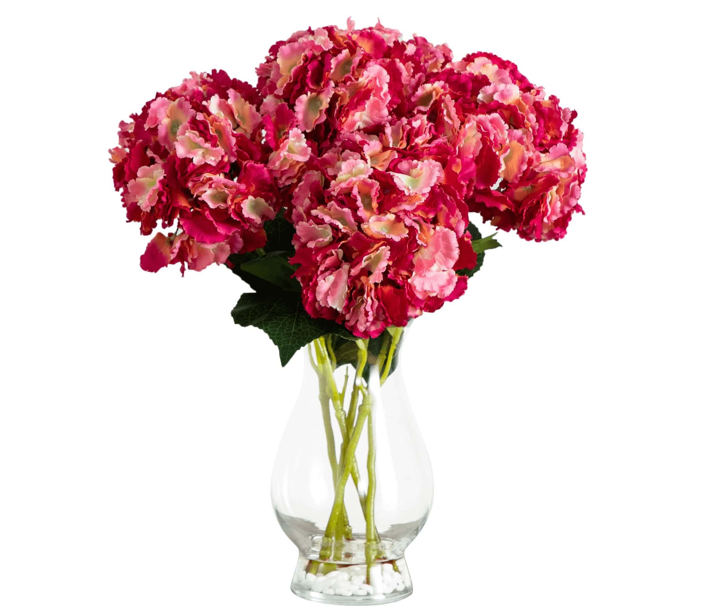 20-Inch  Artificial Hydrangea Arrangement in Glass Vase