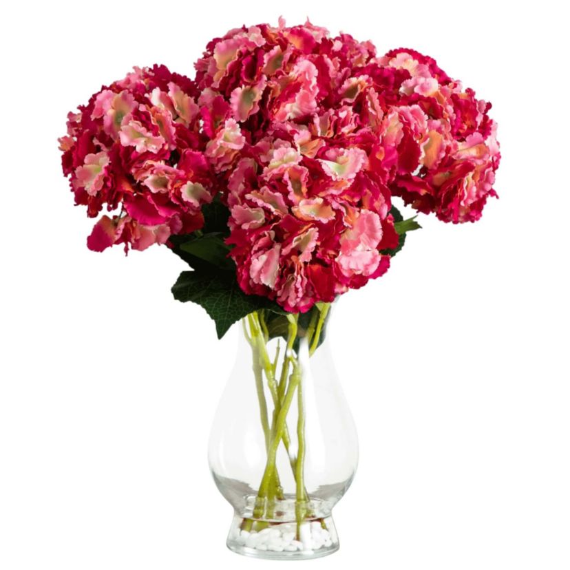 20-Inch  Artificial Hydrangea Arrangement in Glass Vase