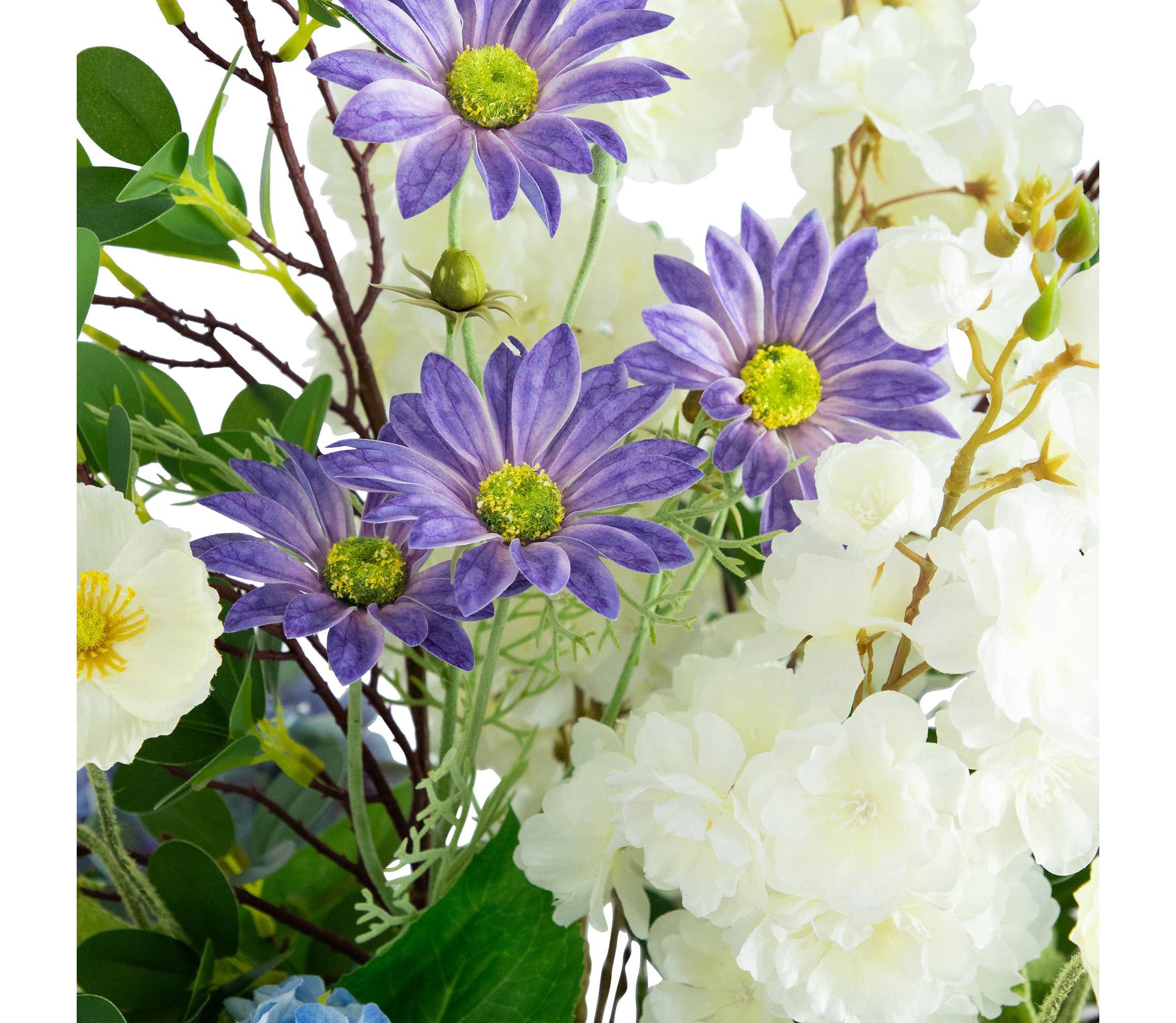 31-Inch Artificial Mixed Flower and Hydrangea Arrangement in Hyacinth Weave Basket