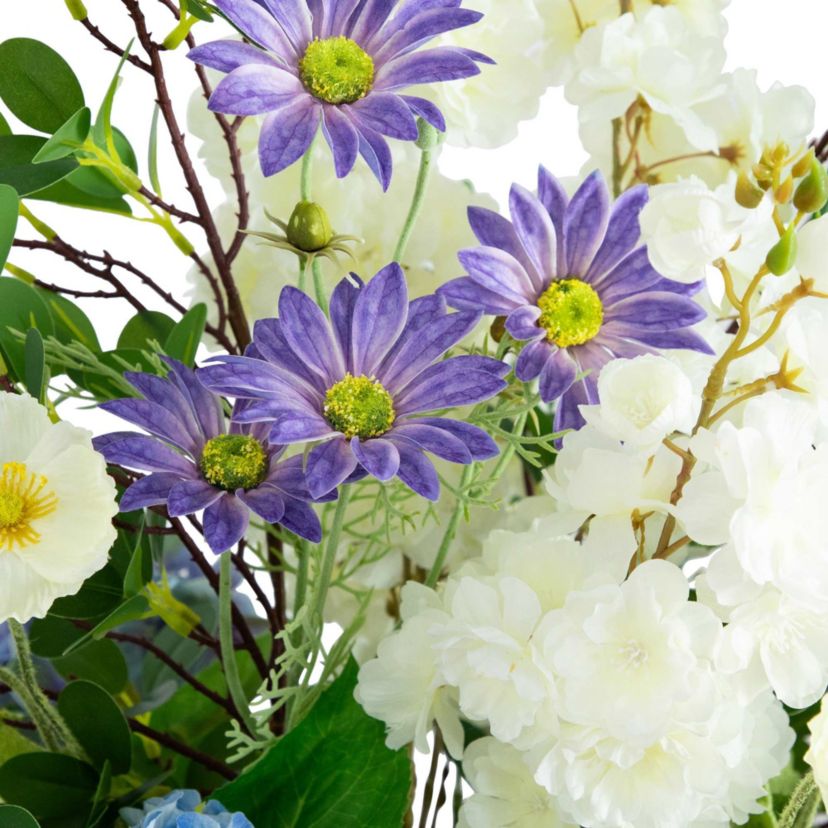 31-Inch Artificial Mixed Flower and Hydrangea Arrangement in Hyacinth Weave Basket