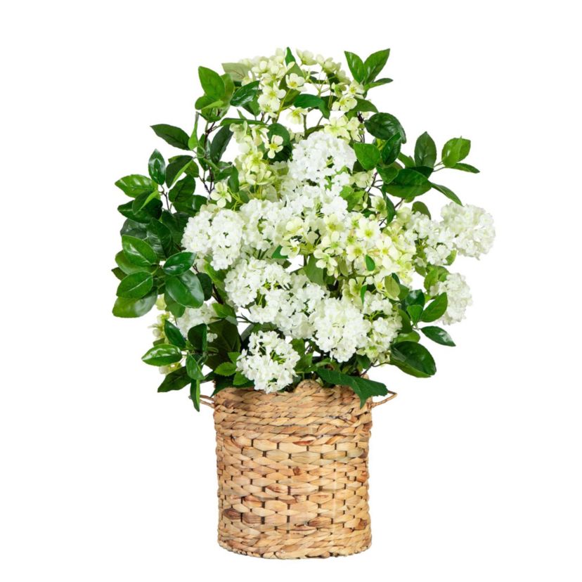 31-Inch Artificial Mixed Flower Arrangement in Hyacinth Weave Basket