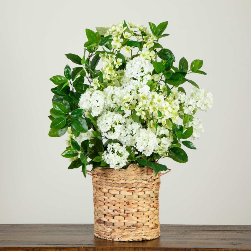 31-Inch Artificial Mixed Flower Arrangement in Hyacinth Weave Basket