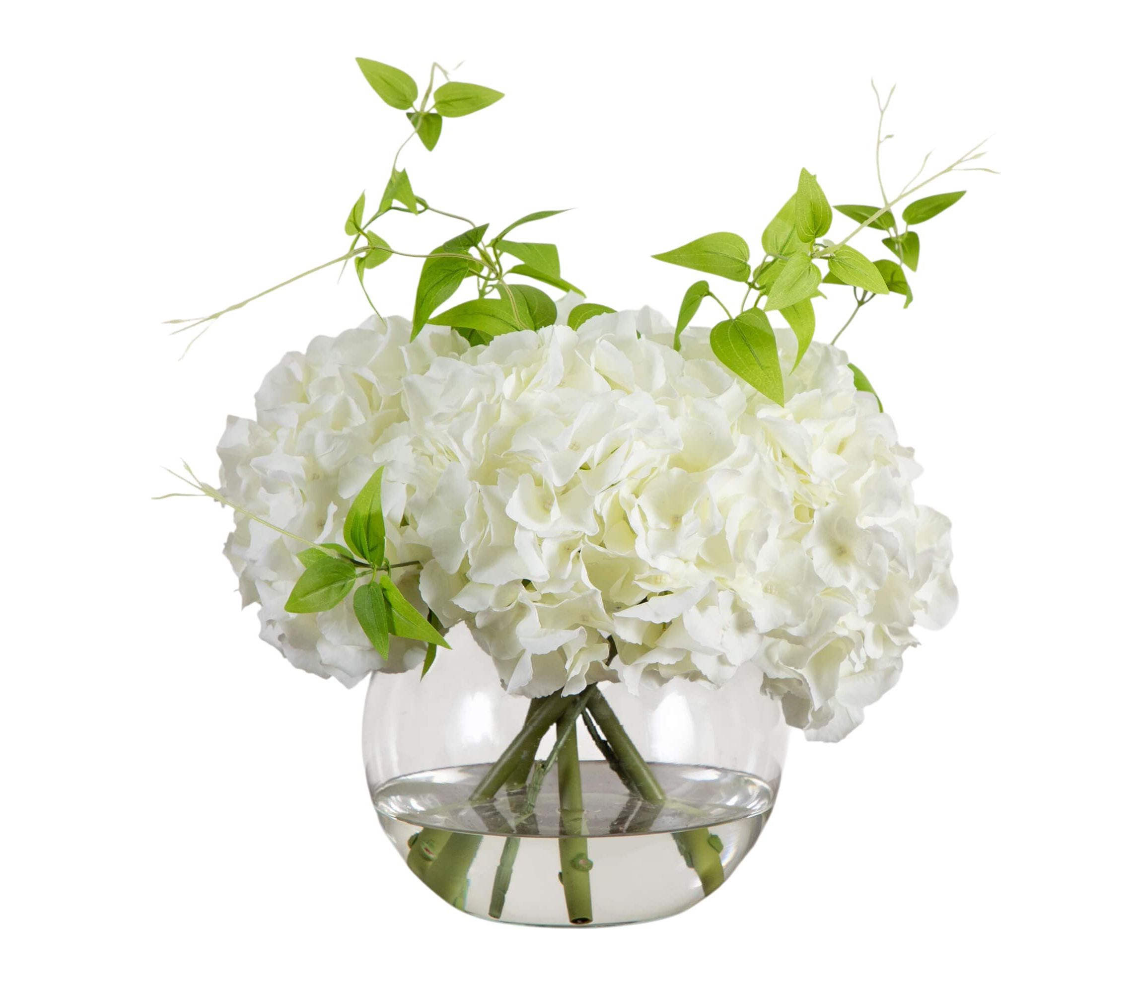 Wedding Collection 18-Inch Artificial Hydrangea Arrangement in Glass Vase