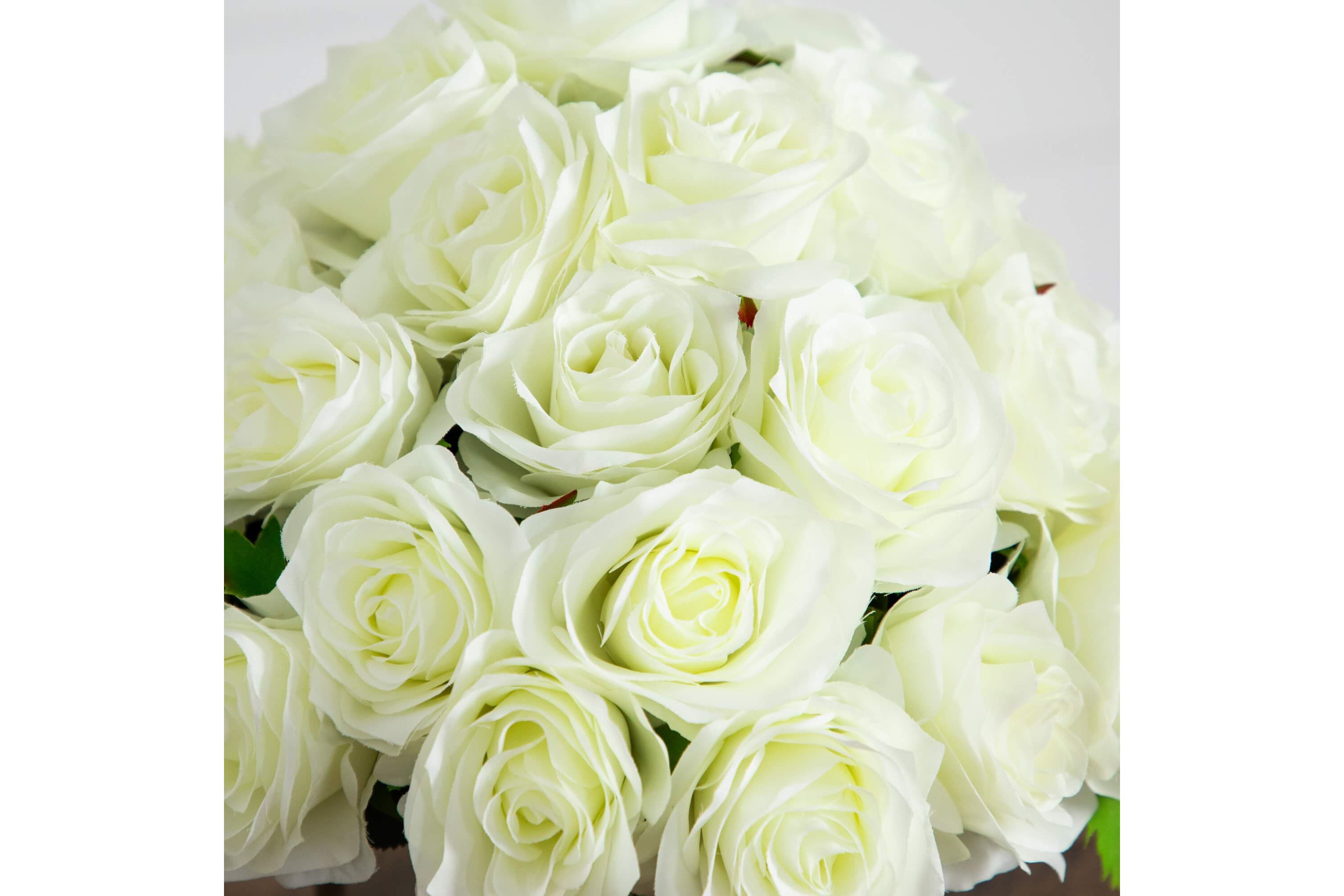 Wedding Collection 13-Inch Artificial Rose Arrangement in Glass Vase