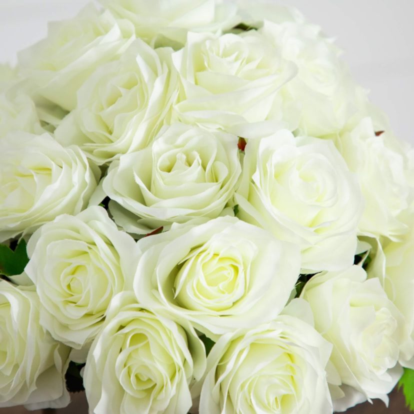 Wedding Collection 13-Inch Artificial Rose Arrangement in Glass Vase