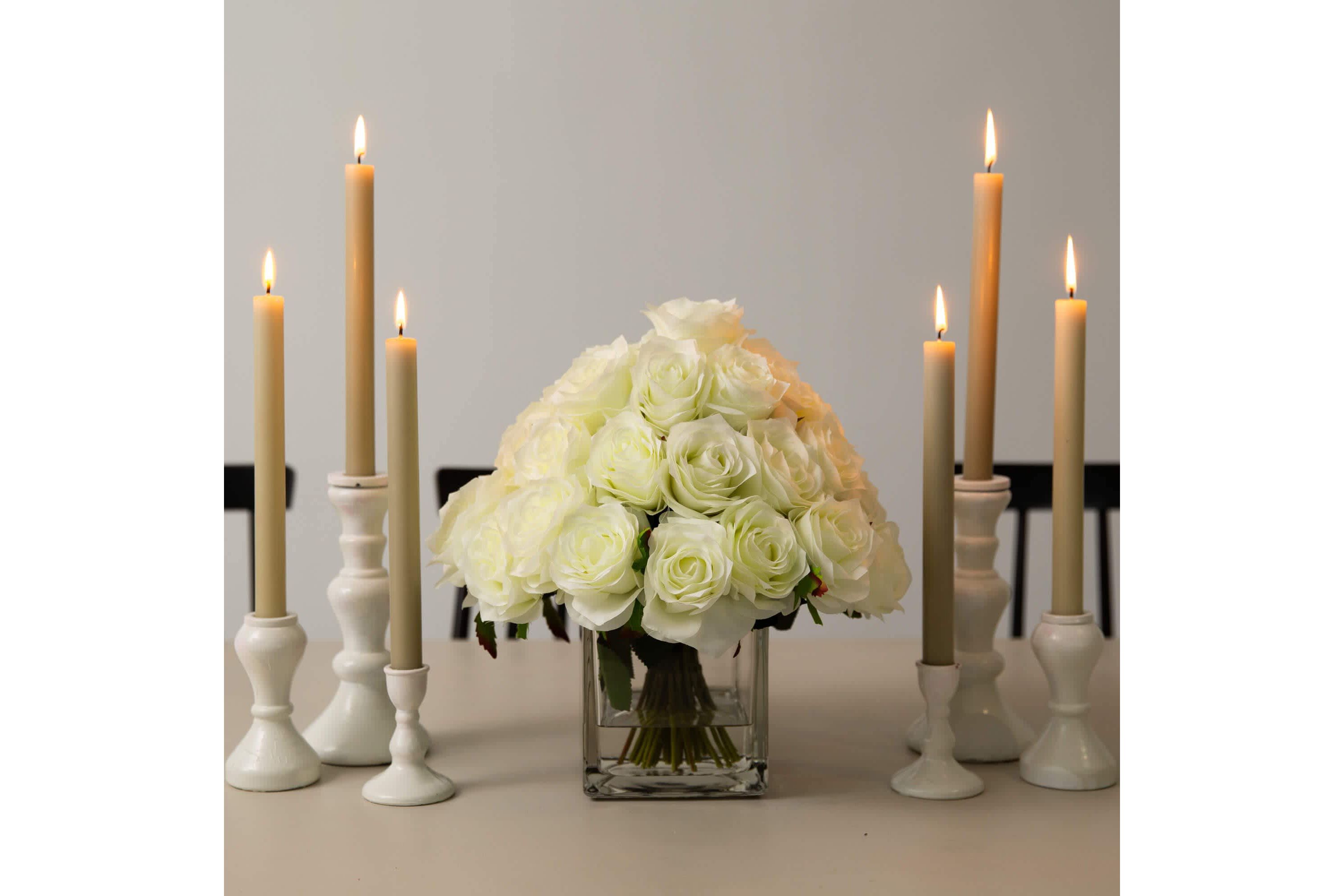 Wedding Collection 13-Inch Artificial Rose Arrangement in Glass Vase