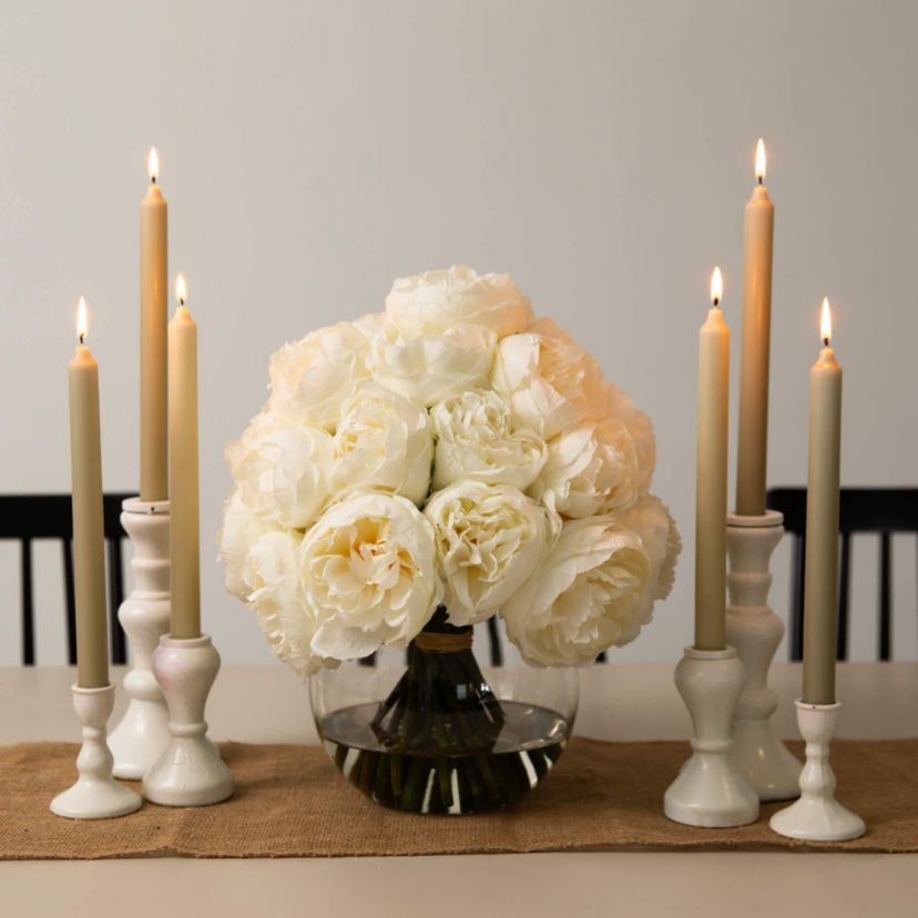 Wedding Collection 15-Inch Artificial Peony Arrangement in Glass Vase