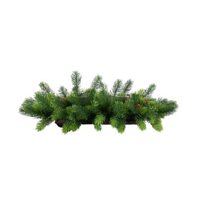 Nearly Natural 24-Inch Artificial Christmas Pine Double Candle Holder with Pinecones, Green