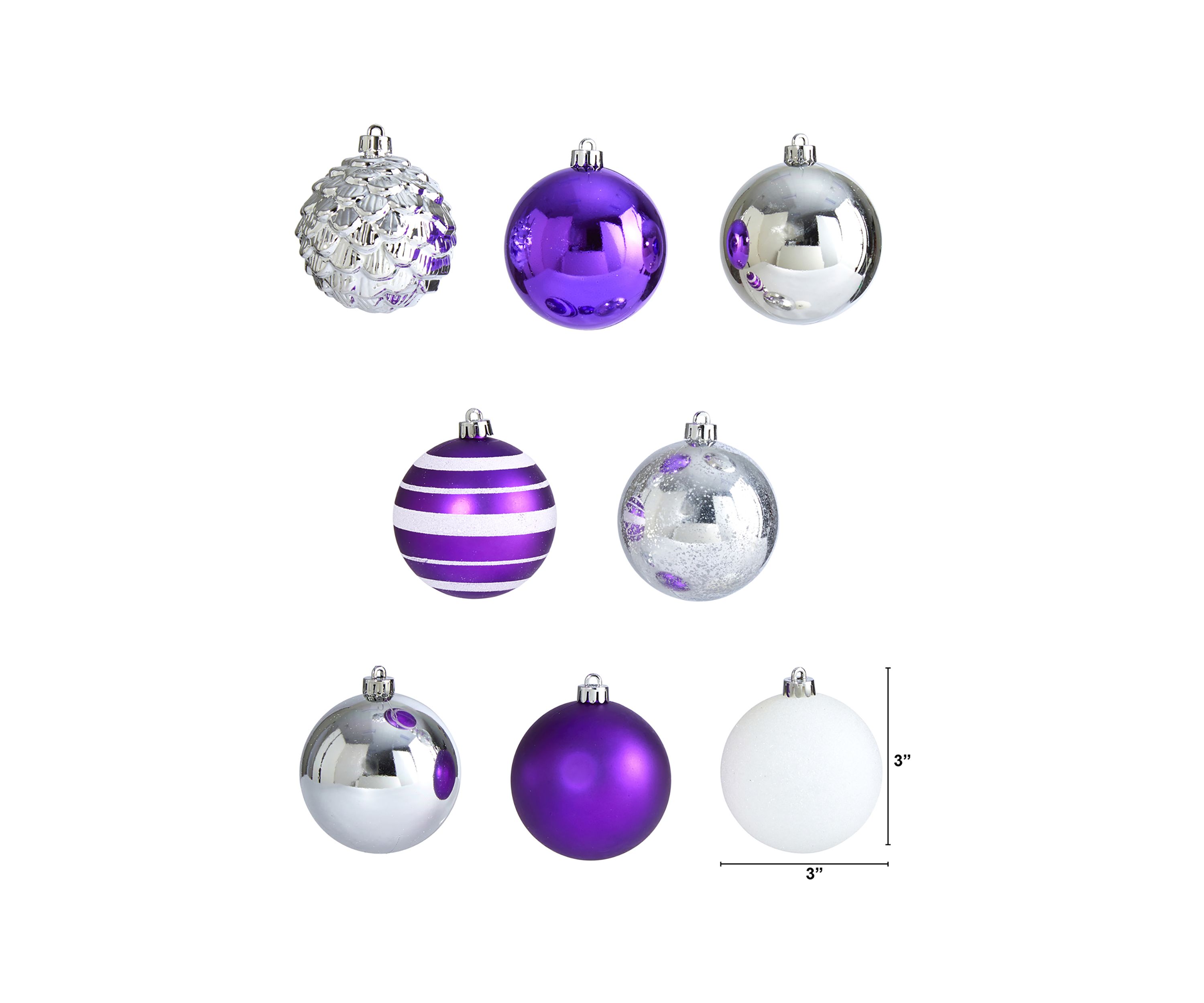 Holiday Shatterproof, 64 Count Christmas Tree Ornament Set with Reusable Box 