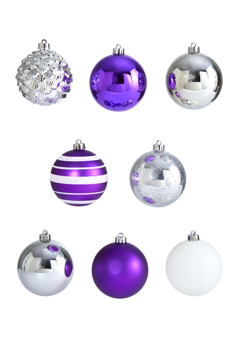 Holiday Shatterproof, 64 Count Christmas Tree Ornament Set with Reusable Box 