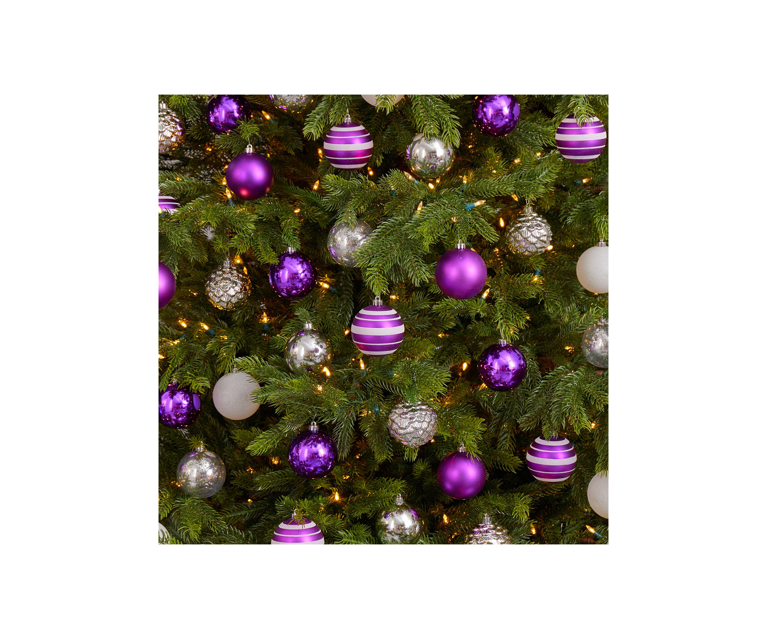Holiday Shatterproof, 64 Count Christmas Tree Ornament Set with Reusable Box 