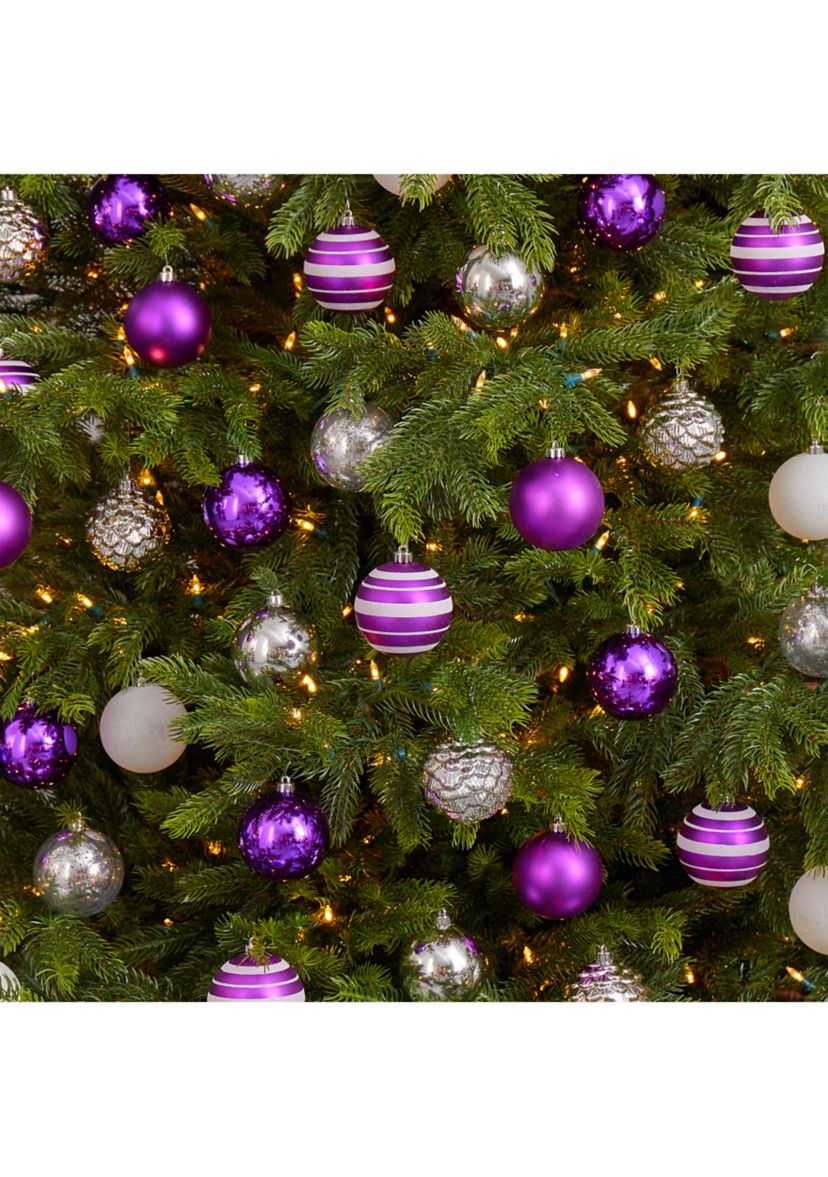 Holiday Shatterproof, 64 Count Christmas Tree Ornament Set with Reusable Box 