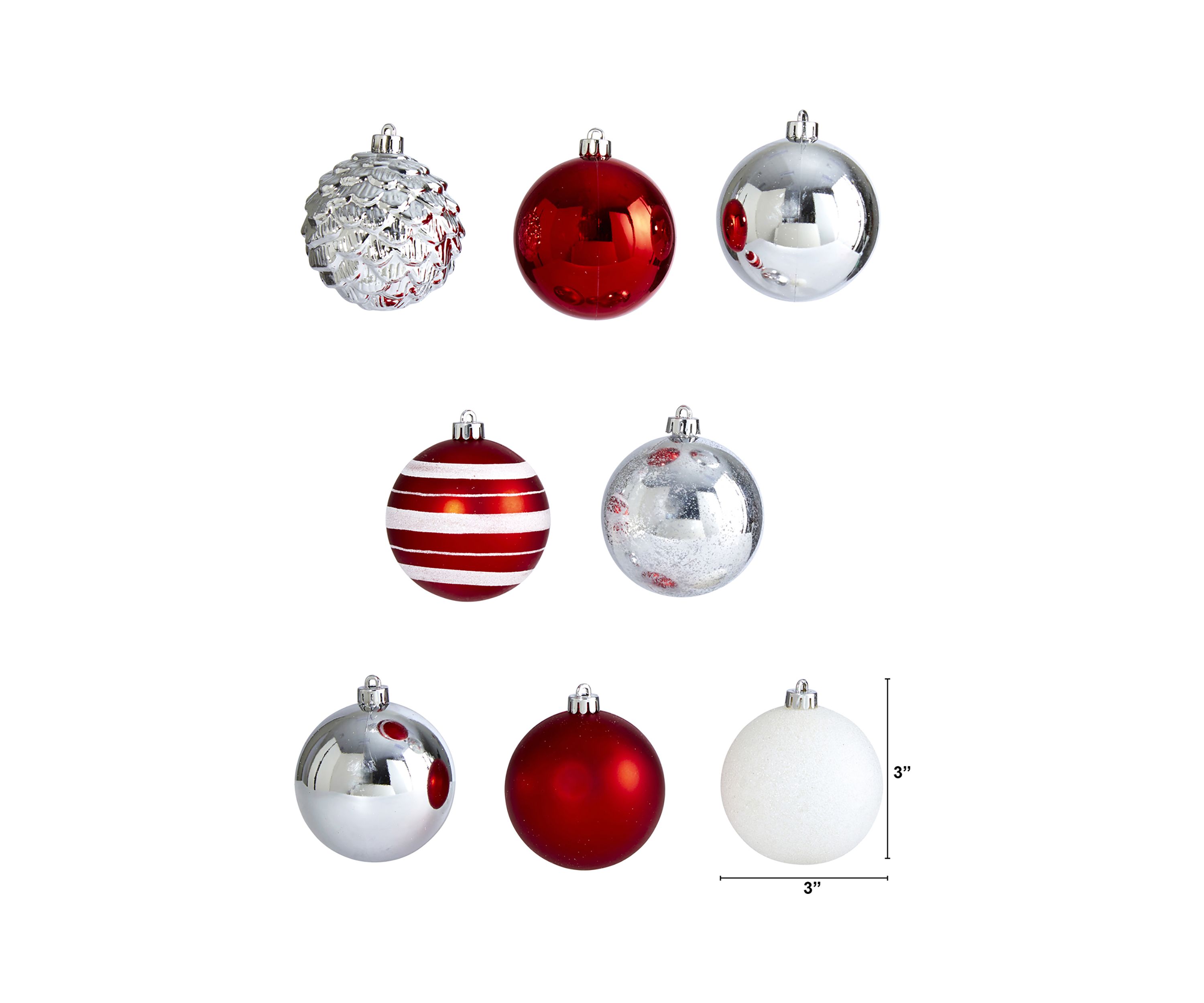 Holiday Shatterproof, 64 Count Christmas Tree Ornament Set with Reusable Box