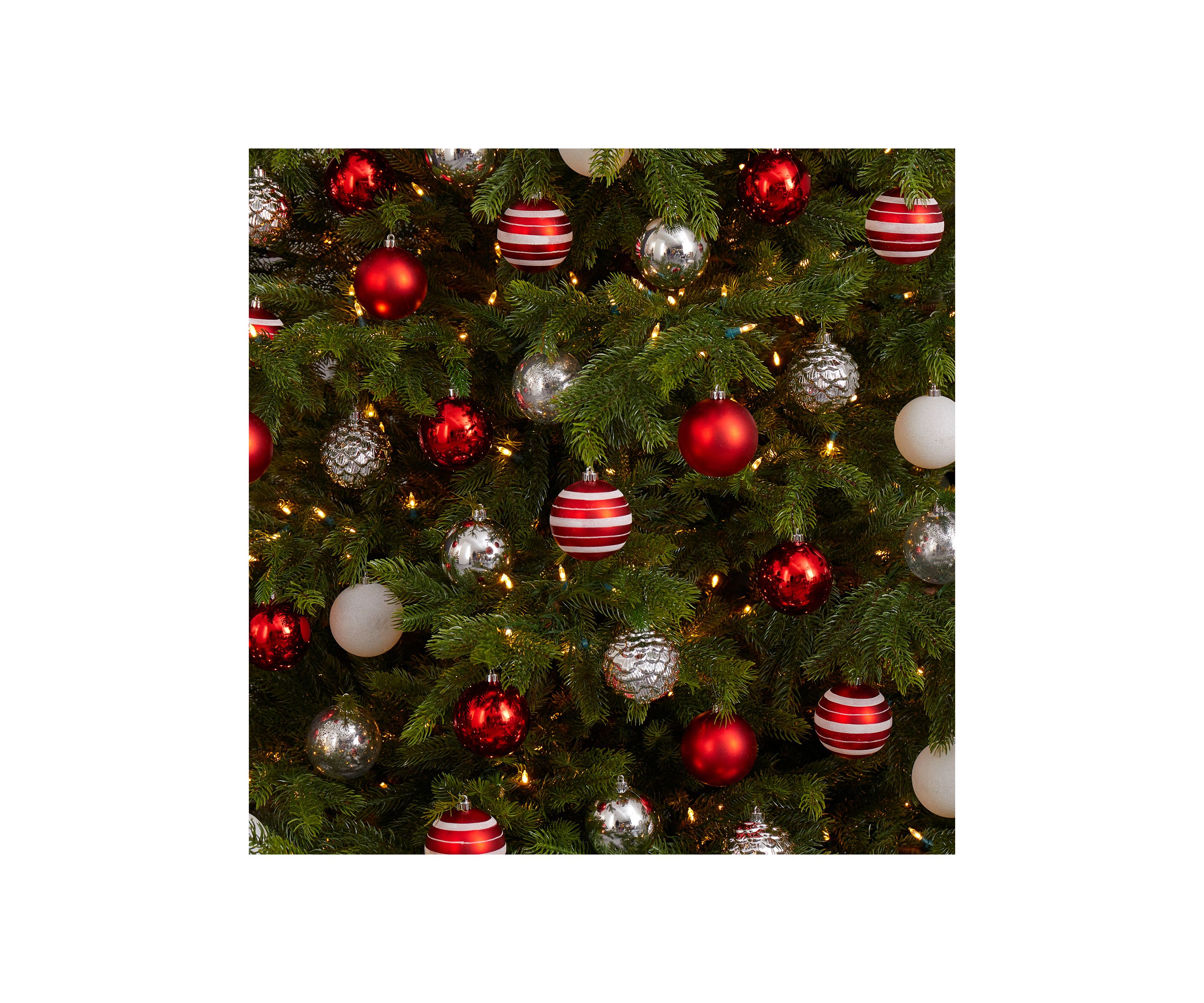 Holiday Shatterproof, 64 Count Christmas Tree Ornament Set with Reusable Box