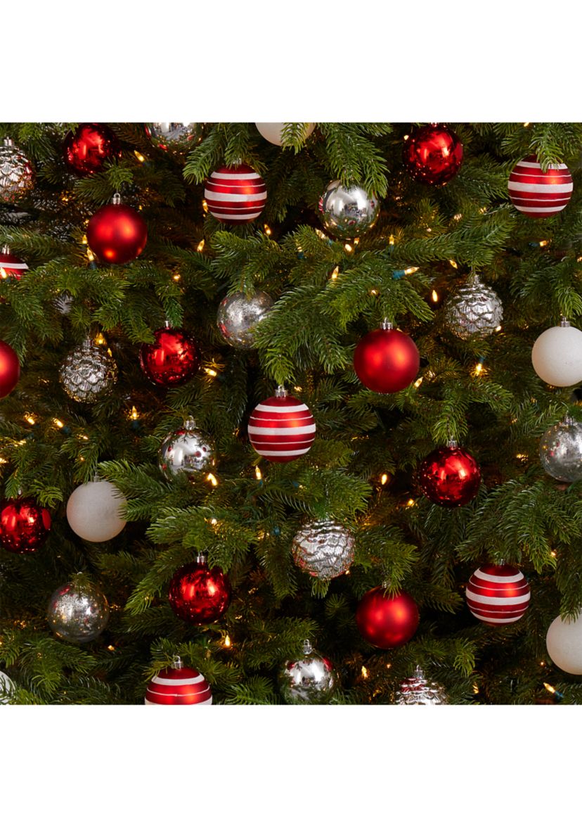 Holiday Shatterproof, 64 Count Christmas Tree Ornament Set with Reusable Box