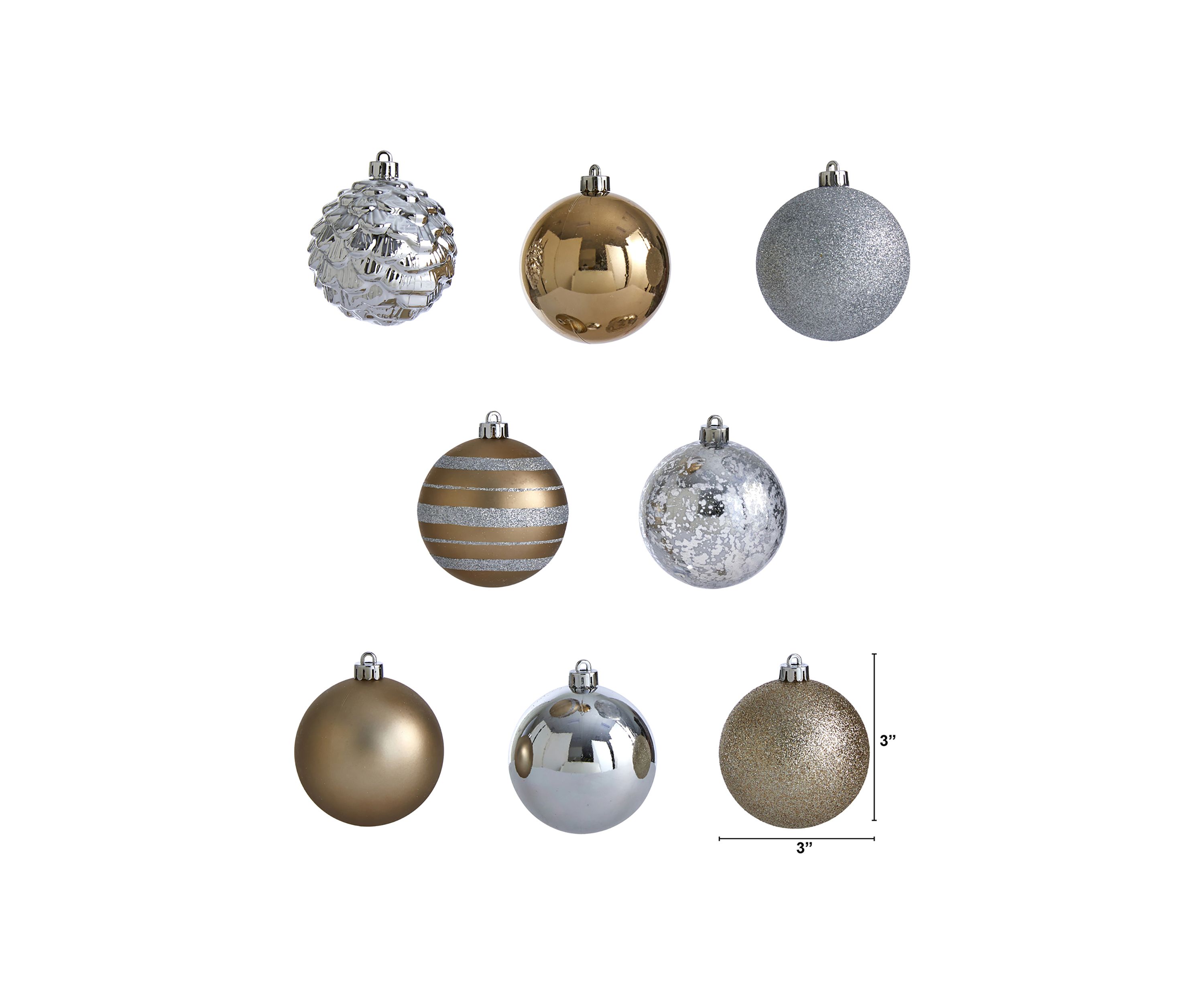 Holiday Shatterproof, 64 Count Christmas Tree Ornament Set with Reusable Box